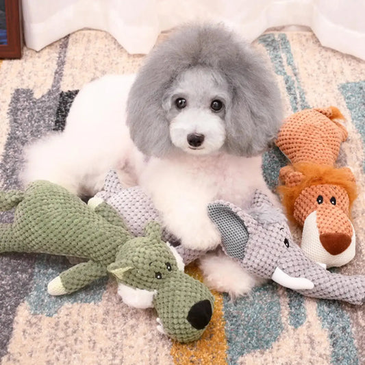  Durable Plush Dog Toy for Large Breeds – Cute Squeaky Stuffed Fleece Chew with Reinforced Seams | Molar Massager & Playtime Fun