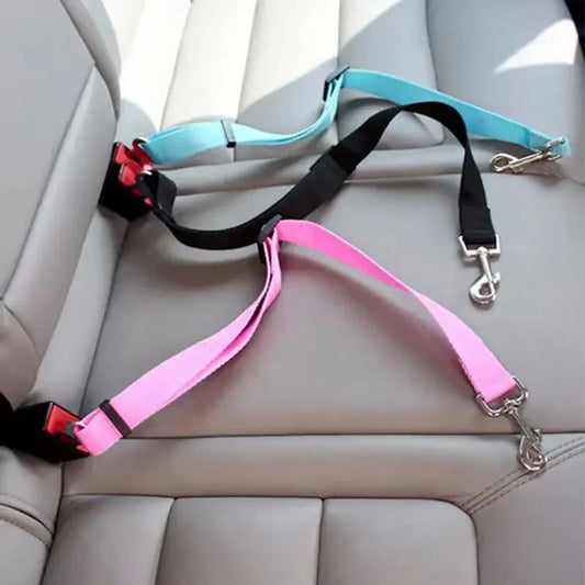 Pet Vehicle Safety Harness - Adjustable Car Seat Belt for Dogs and Cats with Secure Clip