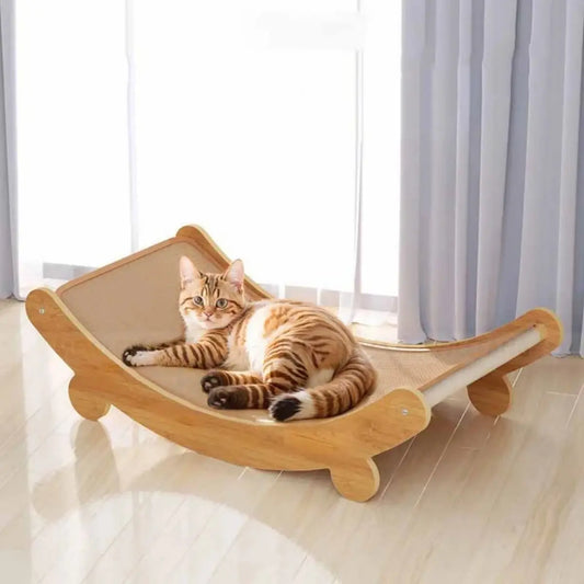 Wooden Cat Scratch Board & Bed - Detachable, Wear-Resistant Scratching Pad for Cats and Kittens