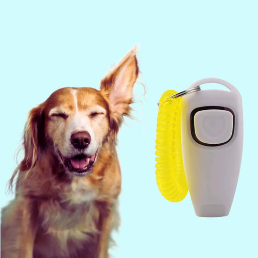 Pet Training Clicker and Whistle Combo - 2-in-1 Dog Trainer Tool with Answer Card and Key Ring