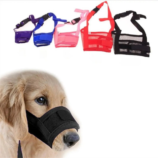Adjustable Dog Muzzle for Anti-Barking - Breathable Mesh Muzzle with Nylon Straps for Small and Large Dogs