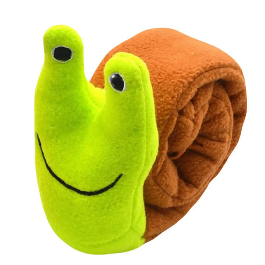 Dog Puzzle Feeder – Interactive Plush Snail Toy with Squeaker, Slow Feeder, Mental Stimulation for Resistant Chewers