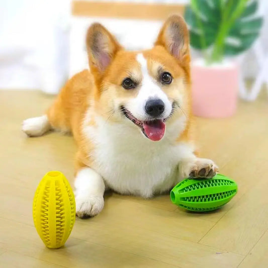 Natural Rubber Dog Chew Toy Ball – Super Tough Teeth Cleaning & Interactive Snack Dispenser, Bouncy Dental Toy for Aggressive Chewers