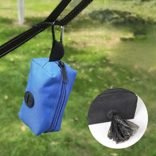 Doggie Waste Bag Carrier – Leash-Mounted Poop Bag Holder with Secure Zipper & Carabiner