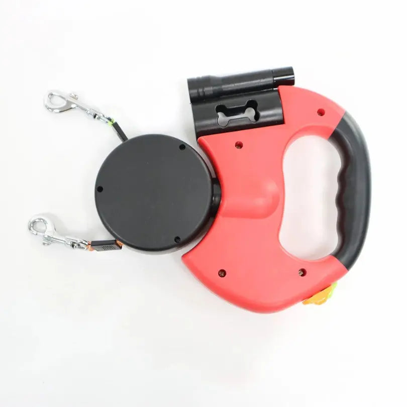 Dual Retractable Dog Leash with LED Lights – 360° Tangle-Free Swivel & Independent Braking, 3M Reflective Leads for Night Safety
