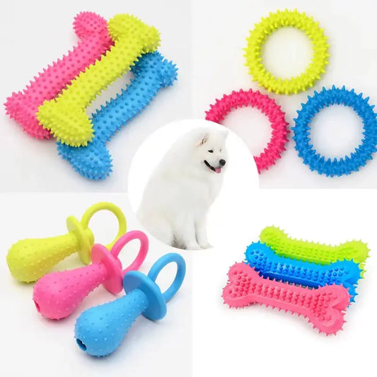 Puppy Teething Chew Toy – Durable Rubber for Small Dogs with Dental Cleaning Nubs