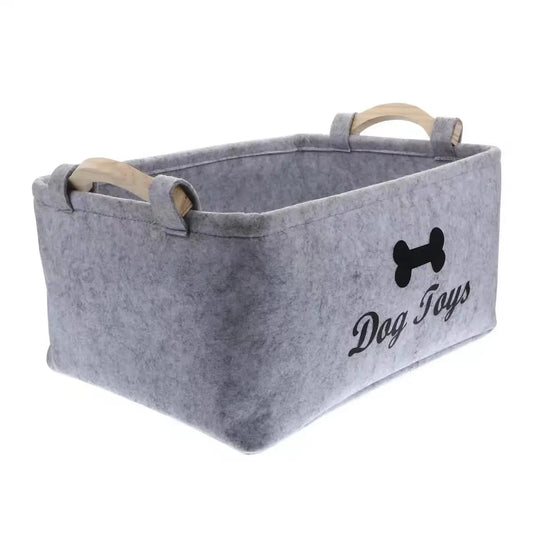Pet Toy Organizer Box – Cute Felt Storage for Cat & Dog Accessories