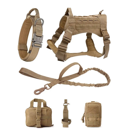 Large Dog Collar Military Dog Harness and Leash Set Pet Training Vest Tactical German Shepherd Harnesses for All Sizes Dogs