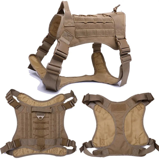 Large Dog Collar Military Dog Harness and Leash Set Pet Training Vest Tactical German Shepherd Harnesses for All Sizes Dogs
