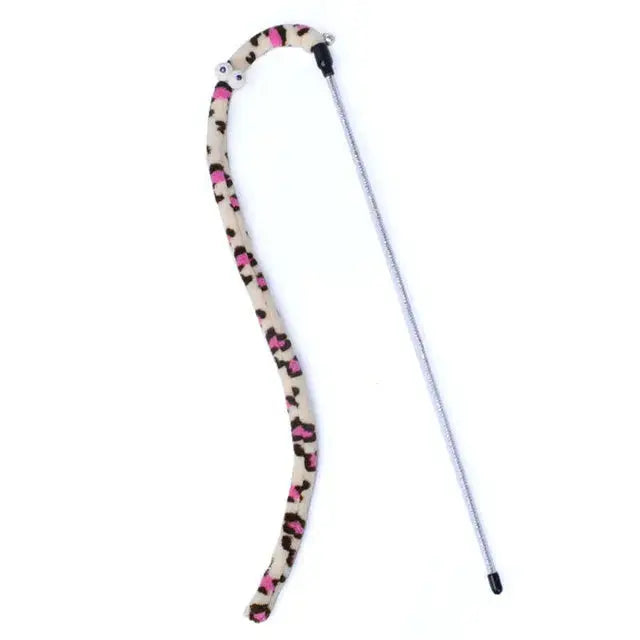 Whisker Wiggler Cat Teaser Wand - Colorful Caterpillar Feather Toy with Extendable Rod for Cats