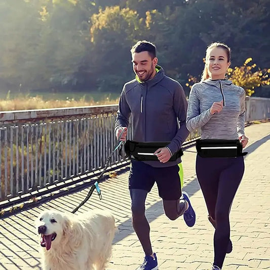 Hands-Free Dog Leash for Running & Hiking – Reflective Waist Belt with Retractable Bungee Lead, Adjustable Waist Pack Included