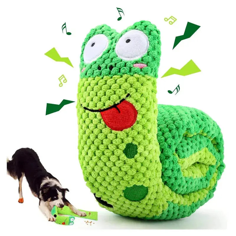 Dog Puzzle Feeder – Interactive Plush Snail Toy with Squeaker, Slow Feeder, Mental Stimulation for Resistant Chewers