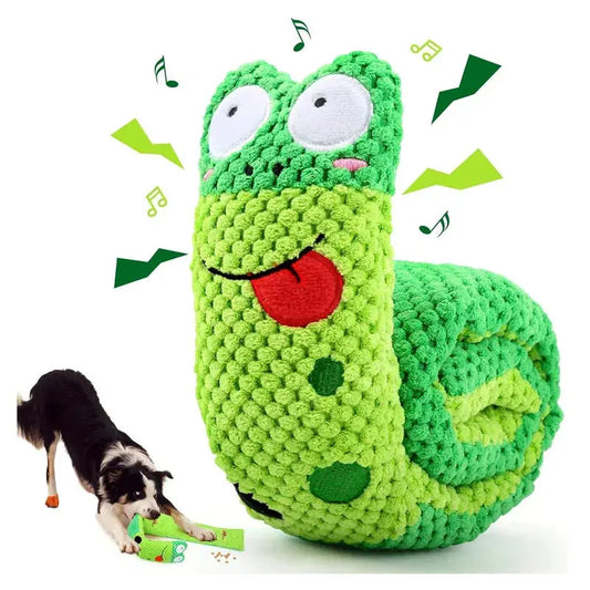 Dog Puzzle Feeder – Interactive Plush Snail Toy with Squeaker, Slow Feeder, Mental Stimulation for Resistant Chewers