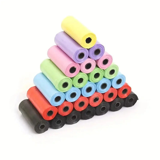 Leak-Proof Dog Poop Bags with Paw Prints - Random Color Pet Waste Bags for Easy Cleanup - Eco-Friendly & Strong